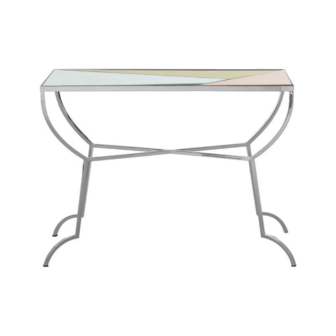 Mirrored Geometric Steel Console Table
