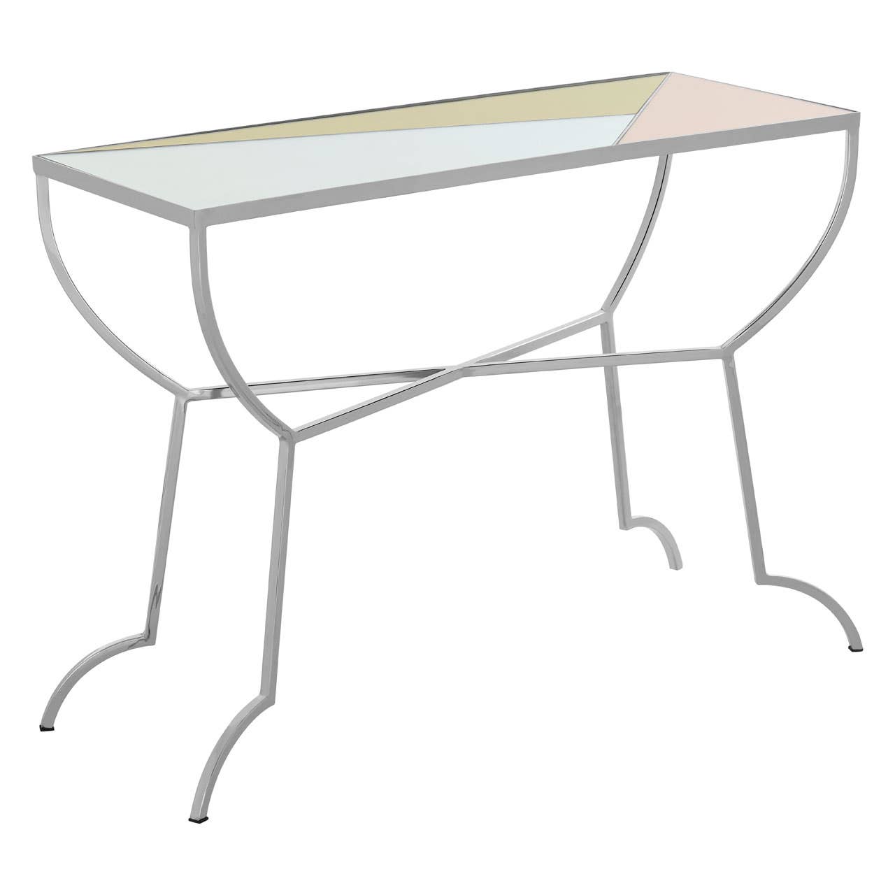 Mirrored Geometric Steel Console Table