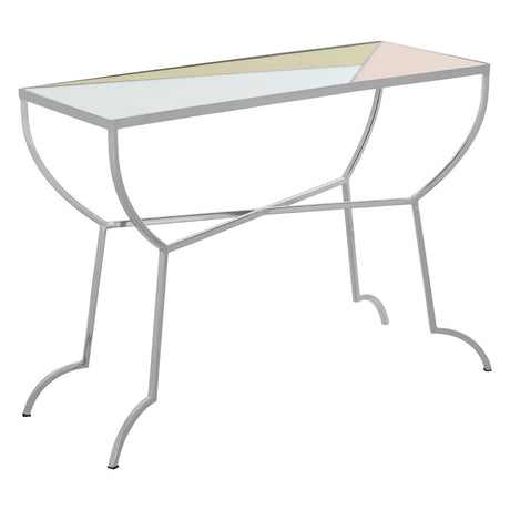 Mirrored Geometric Steel Console Table