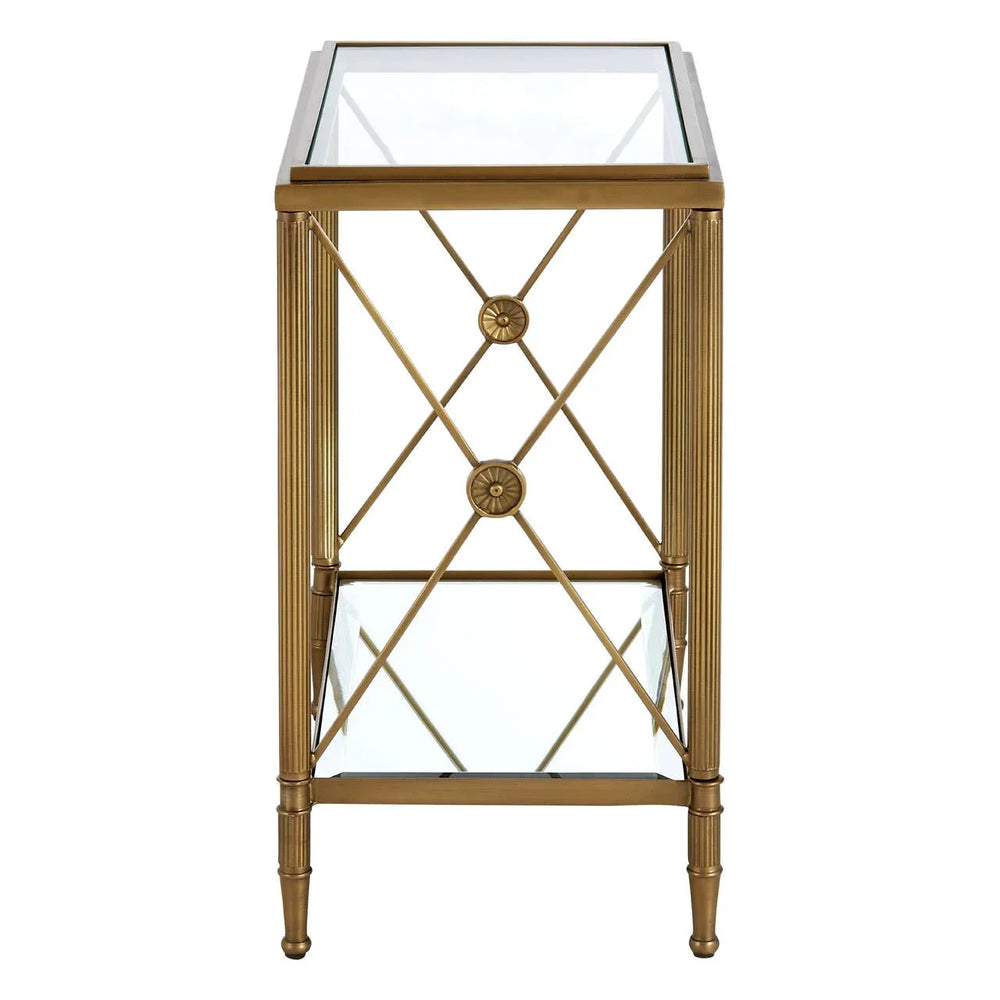 Golden Brass Frame Glass Table