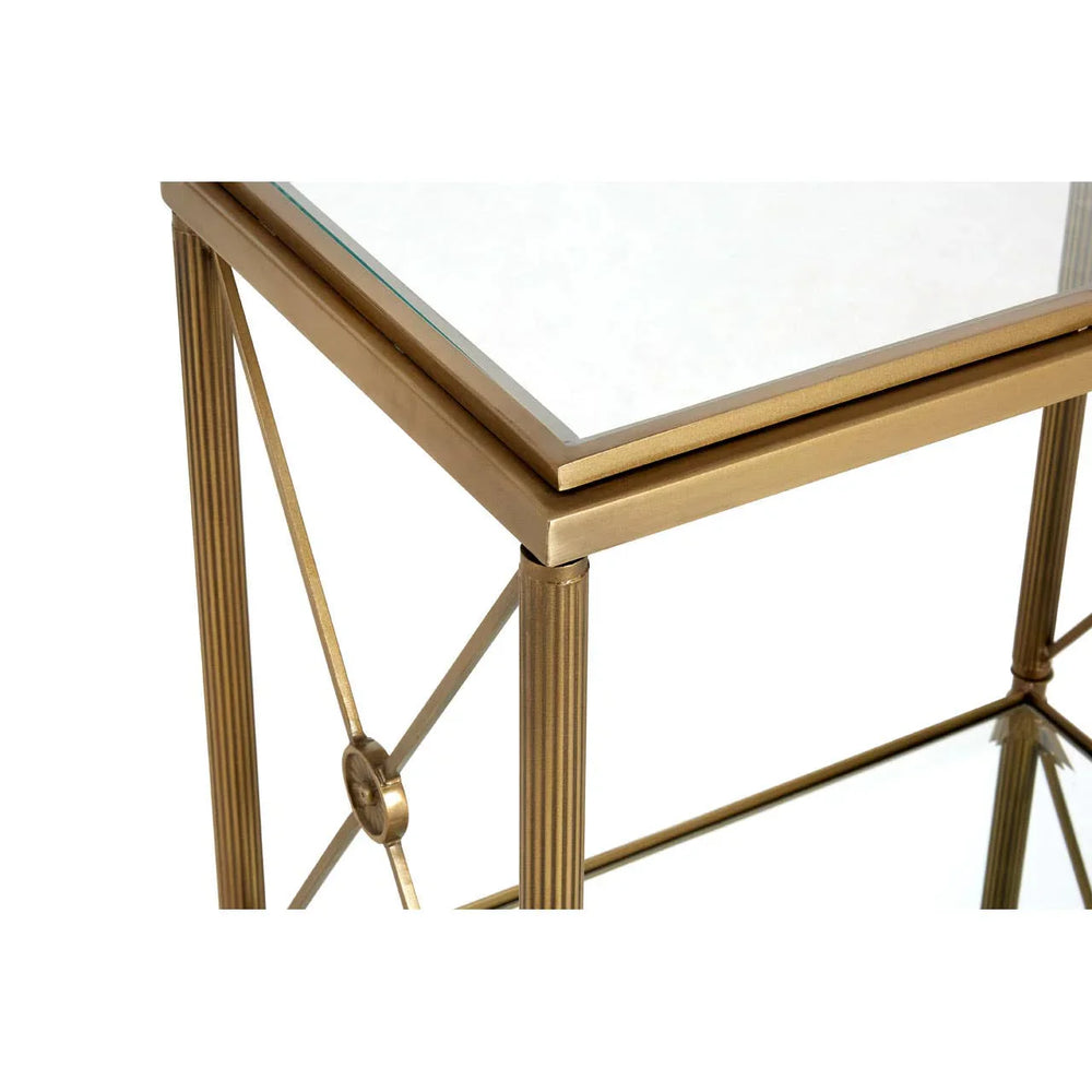 Golden Brass Frame Glass Table