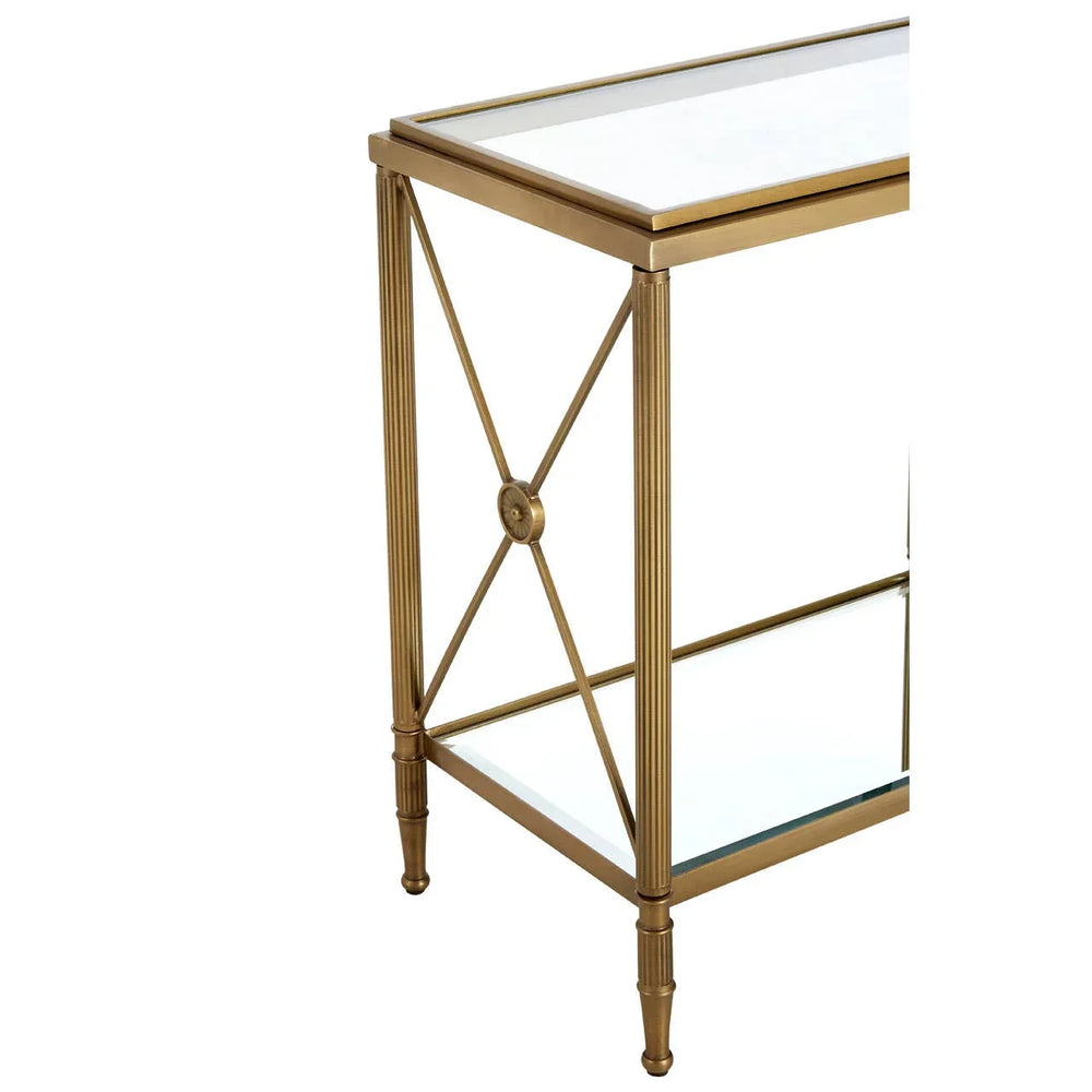 Golden Brass Frame Glass Table