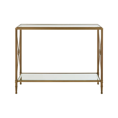 Golden Frame Glass Console Table