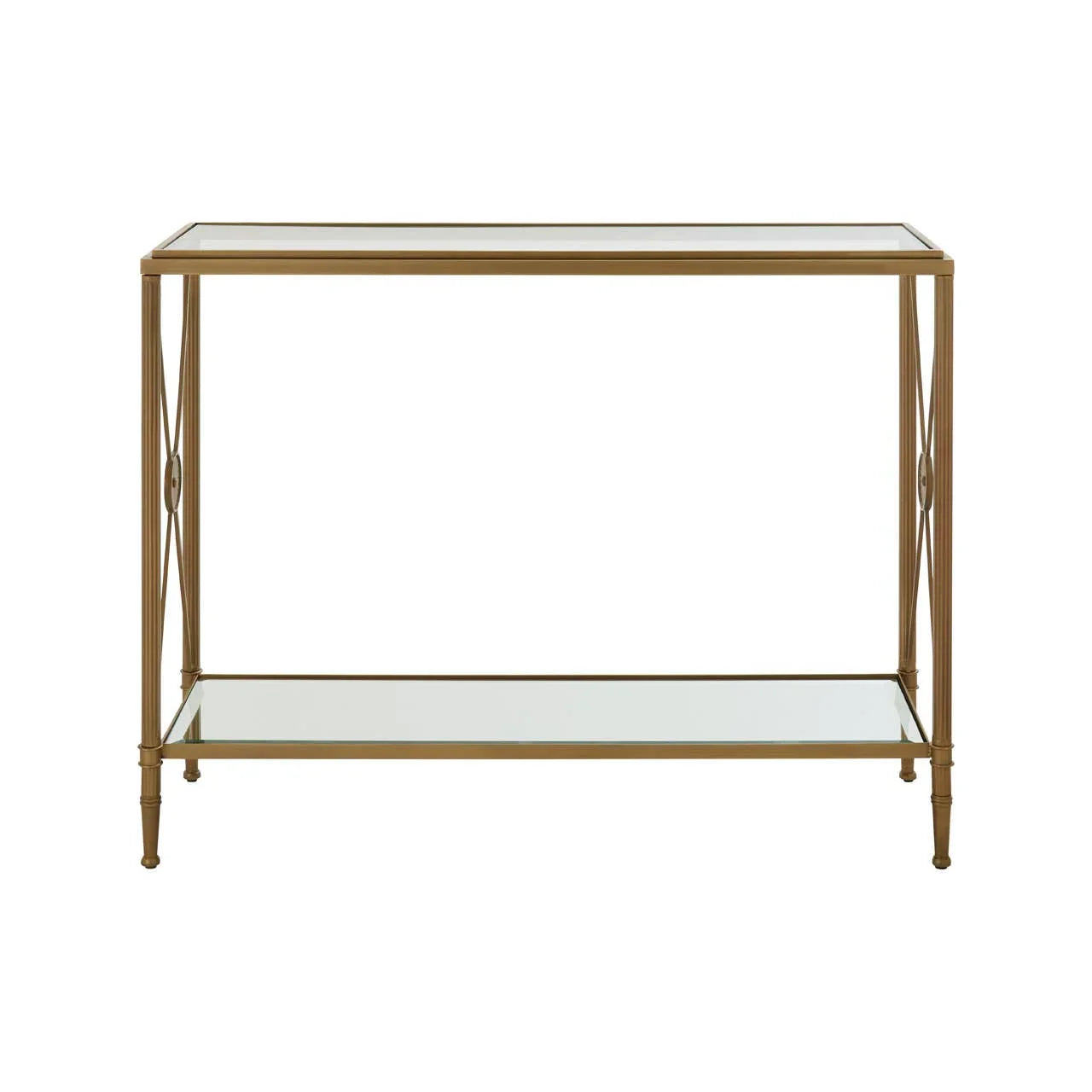 Golden Frame Glass Console Table