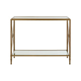 Golden Frame Glass Console Table