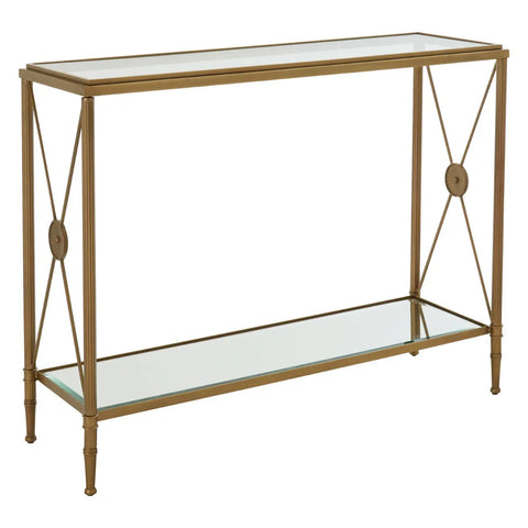 Golden Frame Glass Console Table