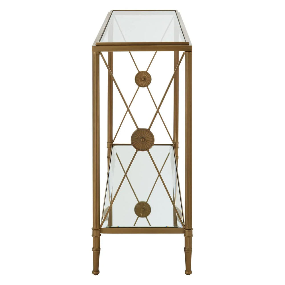 Golden Frame Glass Console Table