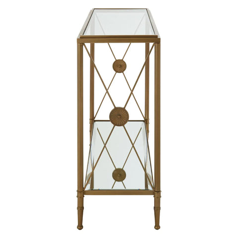 Golden Frame Glass Console Table