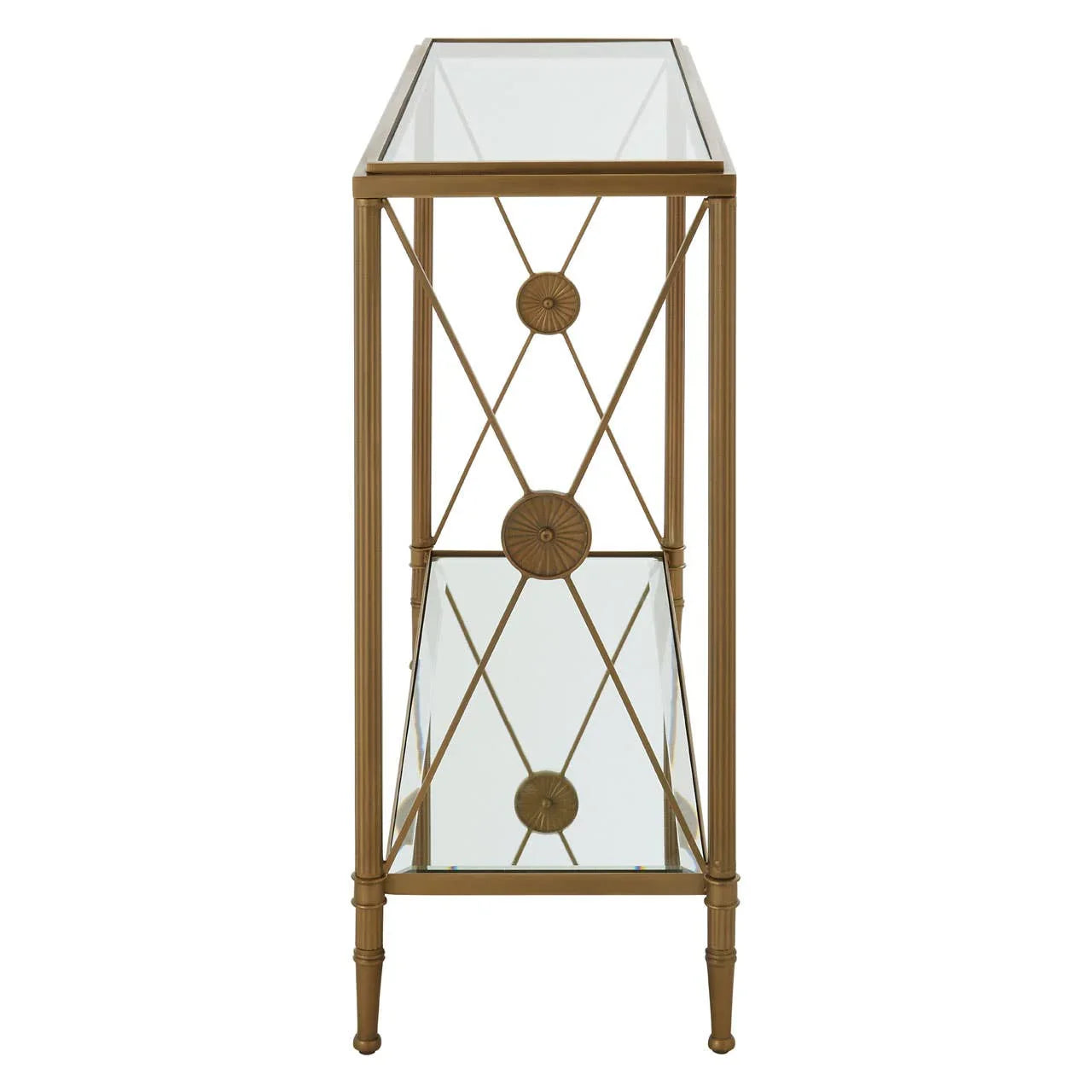 Golden Frame Glass Console Table