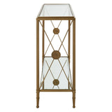Golden Frame Glass Console Table