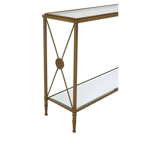 Golden Frame Glass Console Table