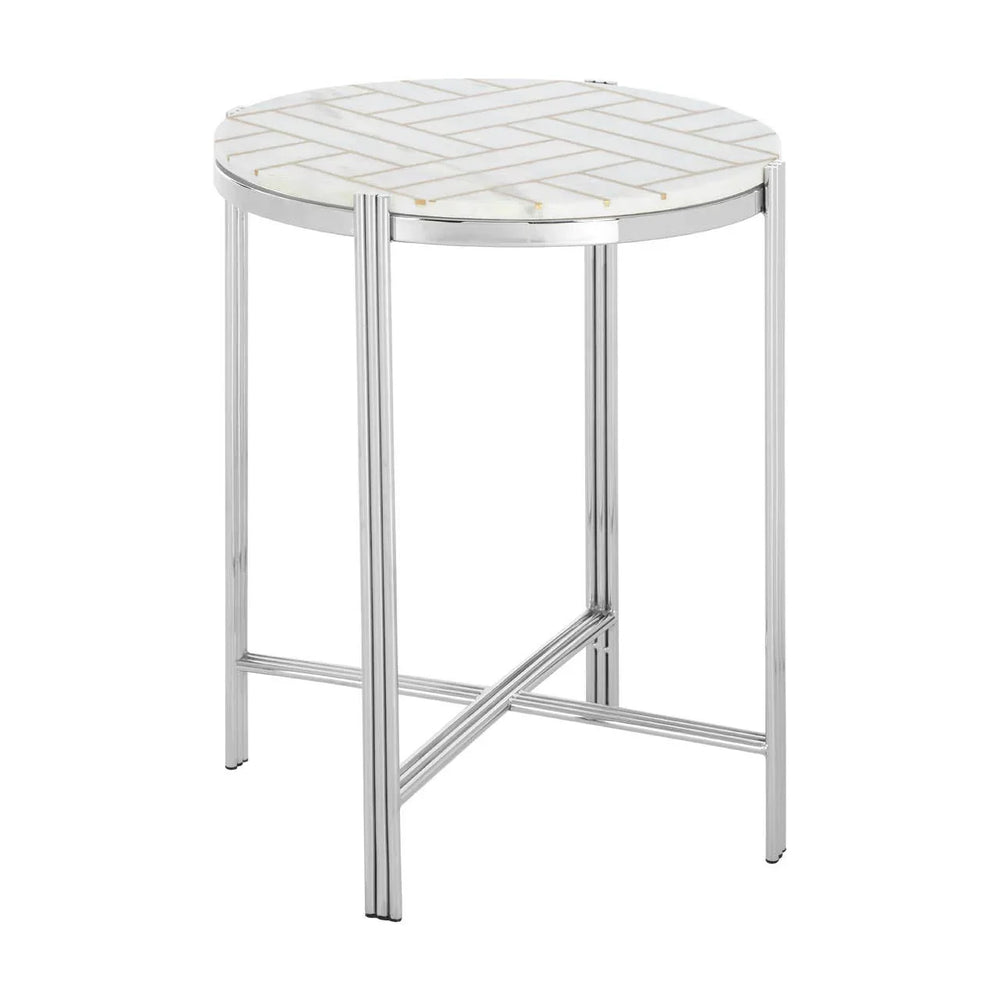 Golden Geometric Marble Side Table