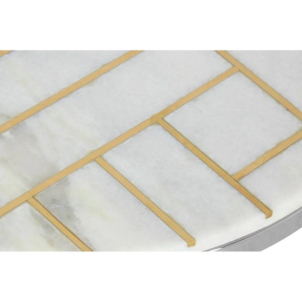 Golden Geometric Marble Side Table