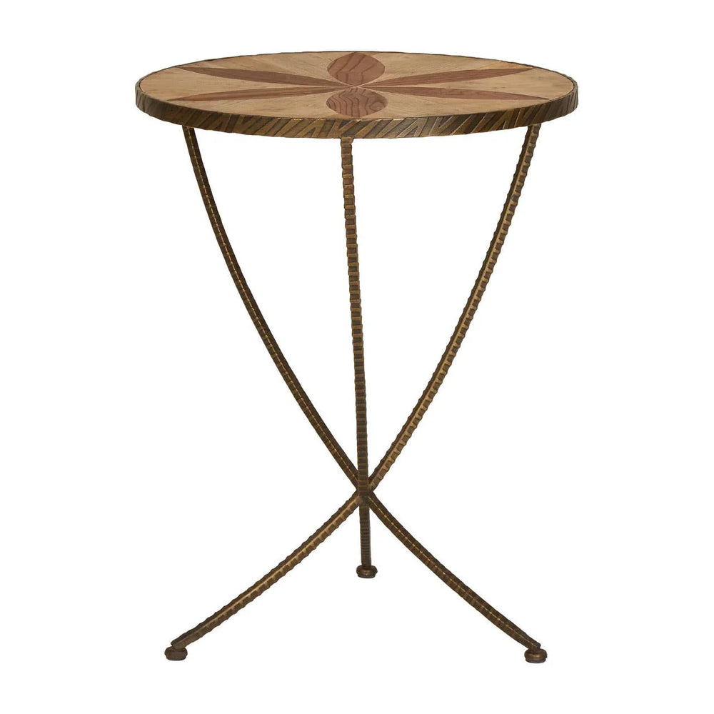 Elm Wood Iron Side Table
