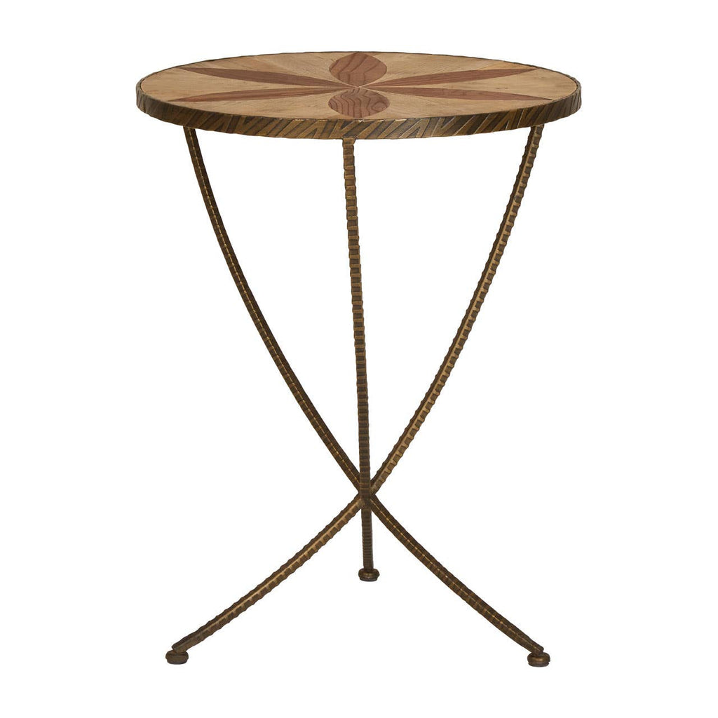 Elm Wood Iron Side Table