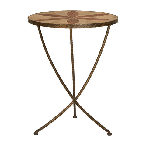 Elm Wood Iron Side Table