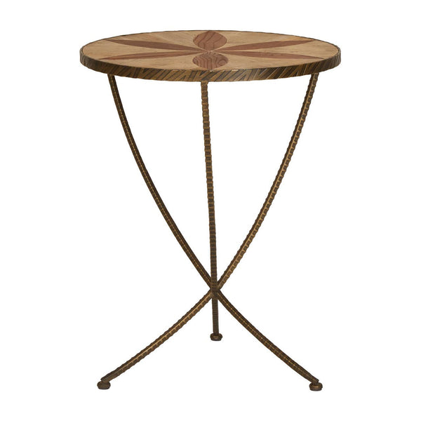 Elm Wood Iron Side Table