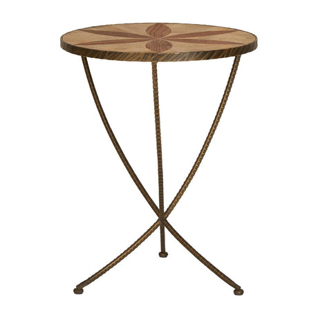 Elm Wood Iron Side Table