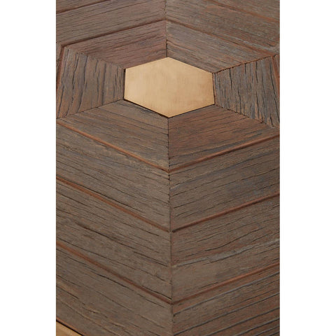 Golden Hexagon Elm End Table