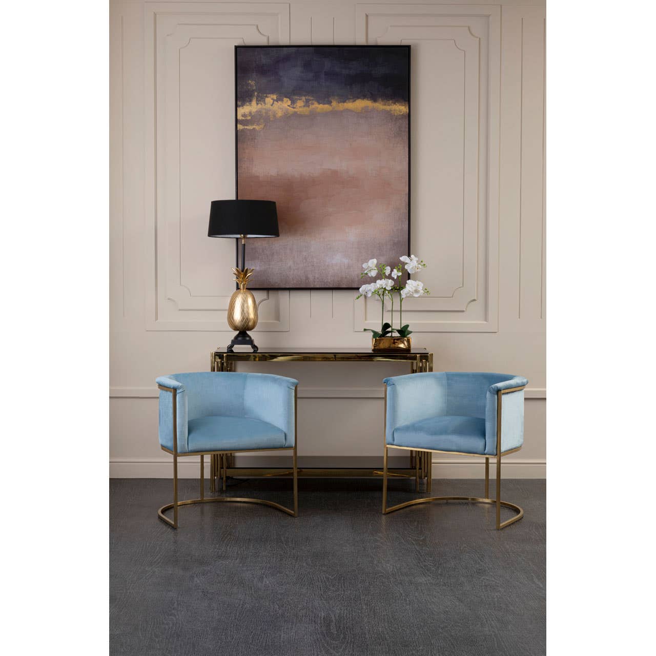 Luxe Blue Velvet Accent Chair
