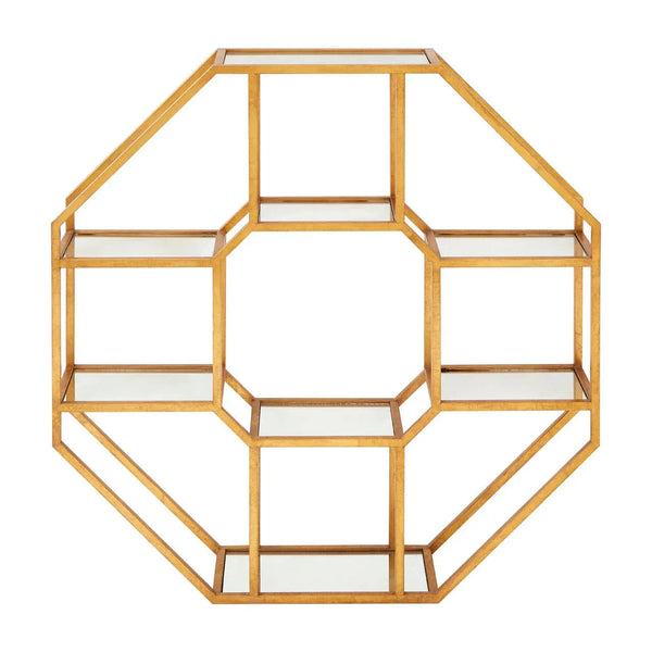 HexaGold Mirrored Shelf Unit