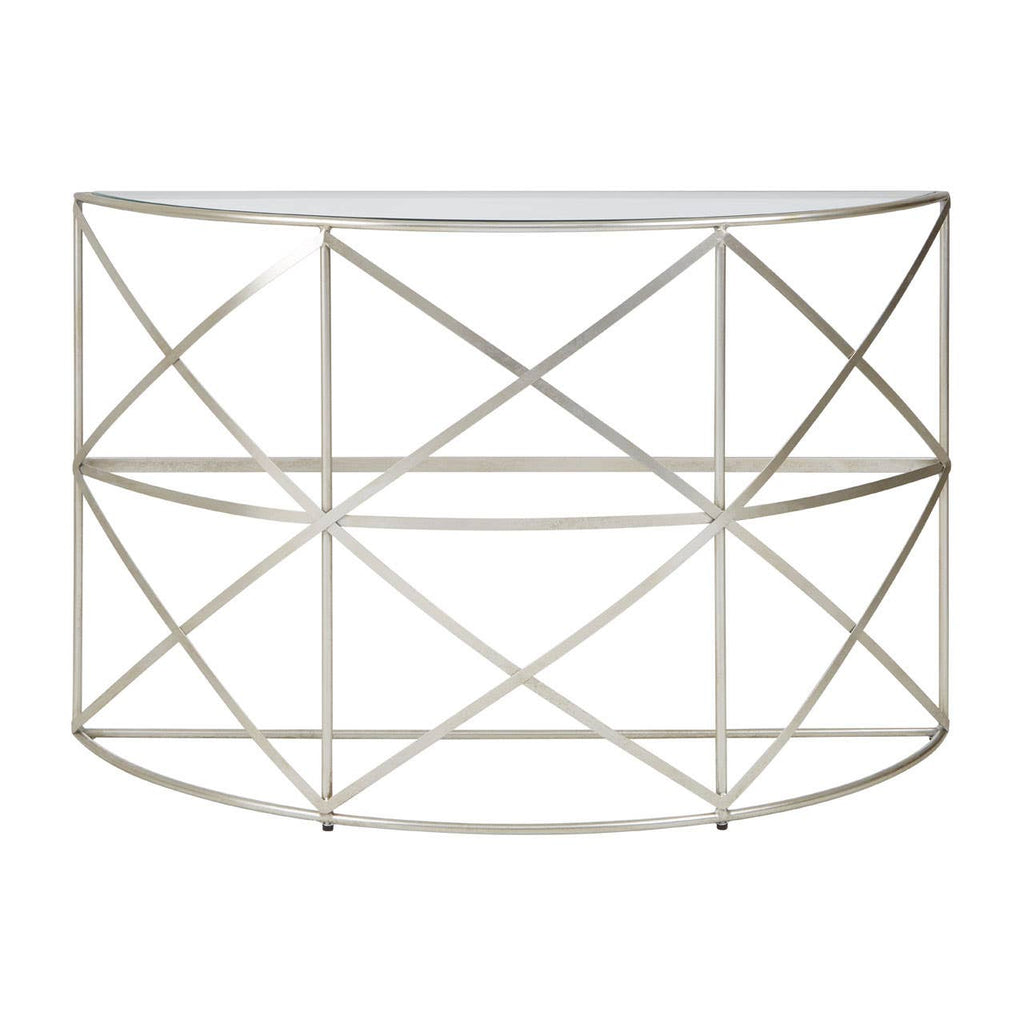Silver Leaf Glass Console Table