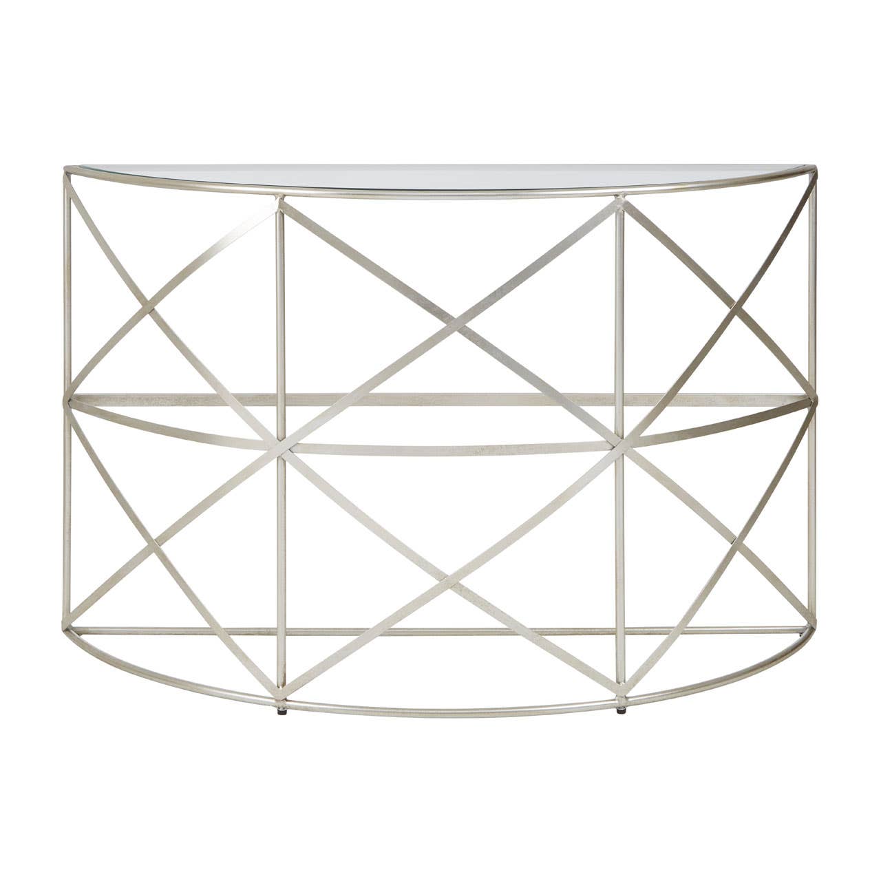 Silver Leaf Glass Console Table