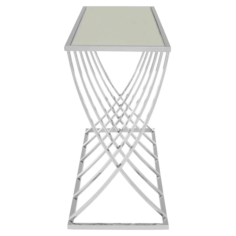 Sleek Silver Console Modern Elegance