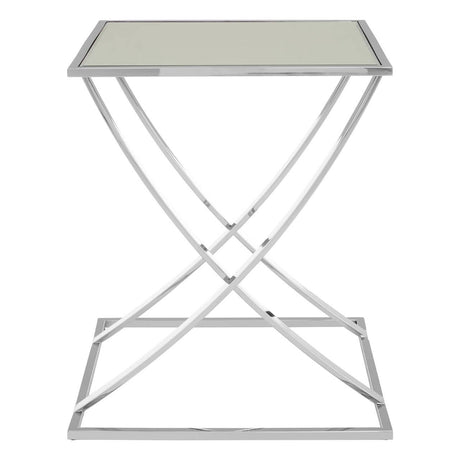 Silver Mirrored Glass Side Table