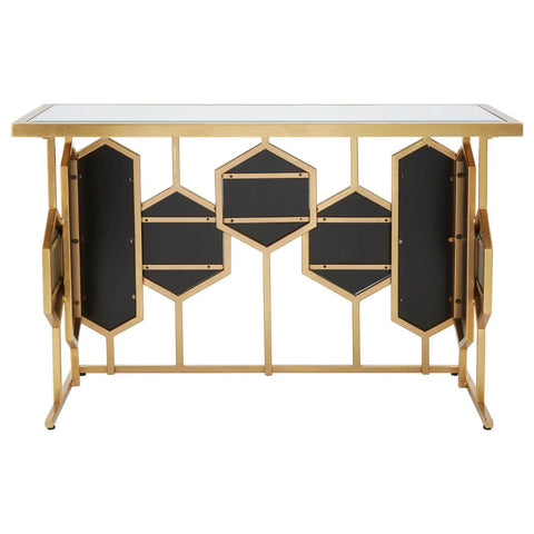 Gold Hex Mirrored Console Table