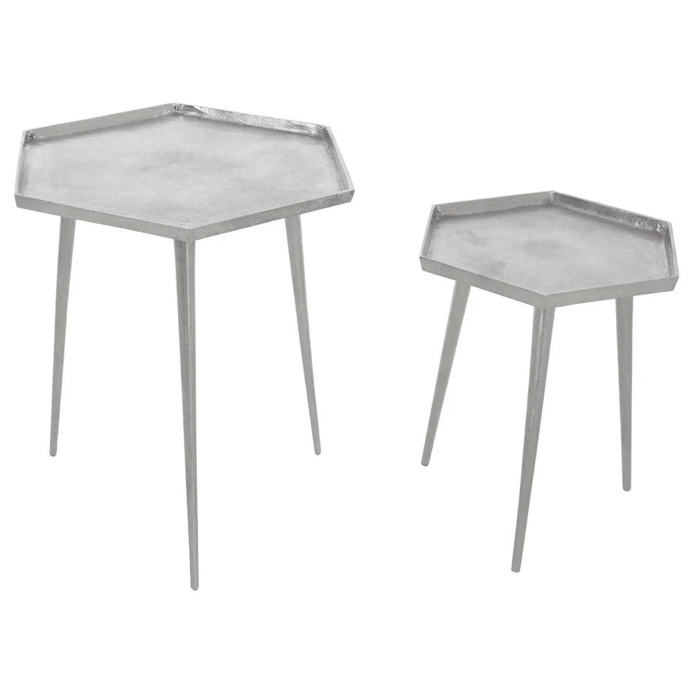 Hexagonal Silver Side Tables