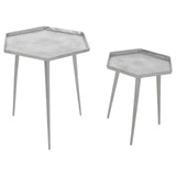 Hexagonal Silver Side Tables