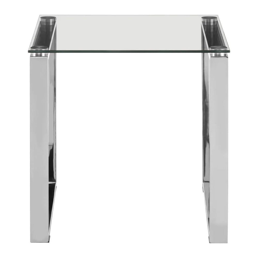 Reflective Silver Glass End Table