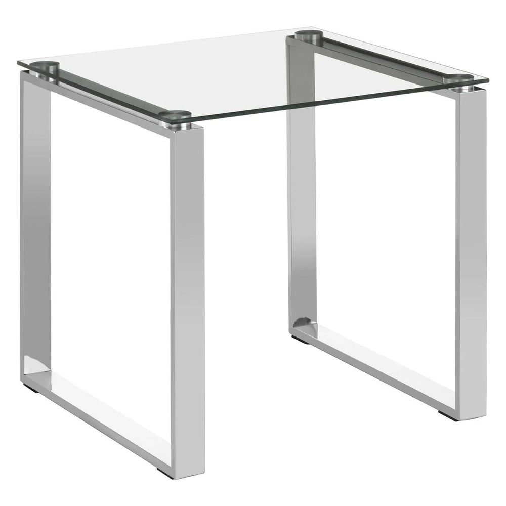 Reflective Silver Glass End Table