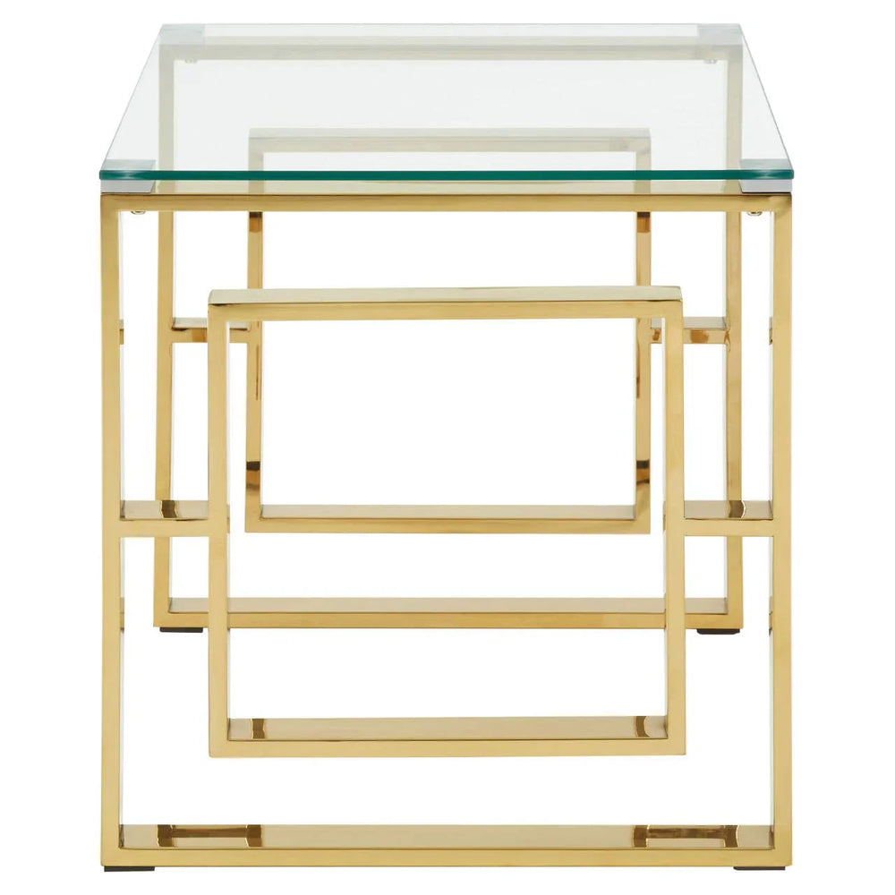 Gold Chrome Glass Square Table