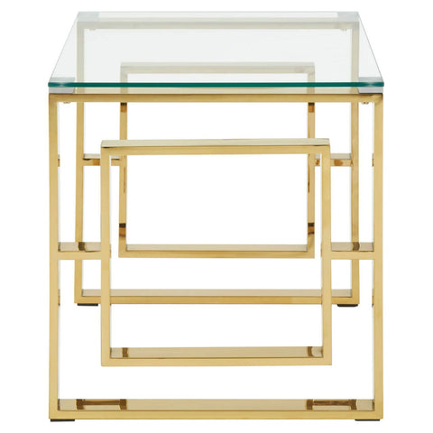 Gold Chrome Glass Square Table