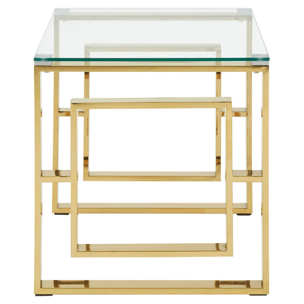 Gold Chrome Glass Square Table