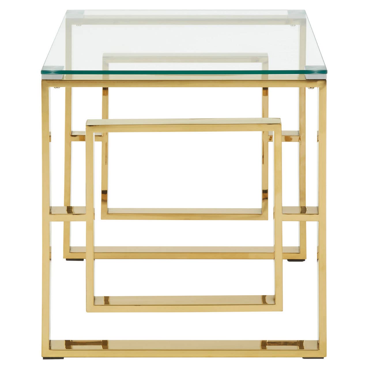 Gold Chrome Glass Square Table