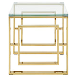 Gold Chrome Glass Square Table