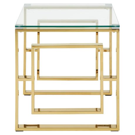Gold Chrome Glass Square Table