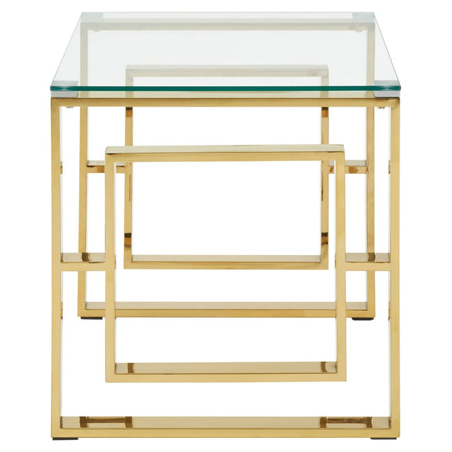 Gold Chrome Glass Square Table