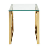Gold Chrome Glass Square Table