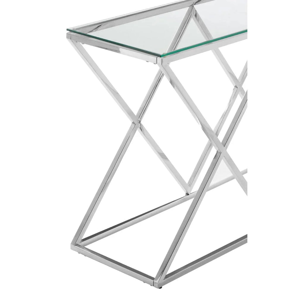 Prism Base Silver Glass Console
