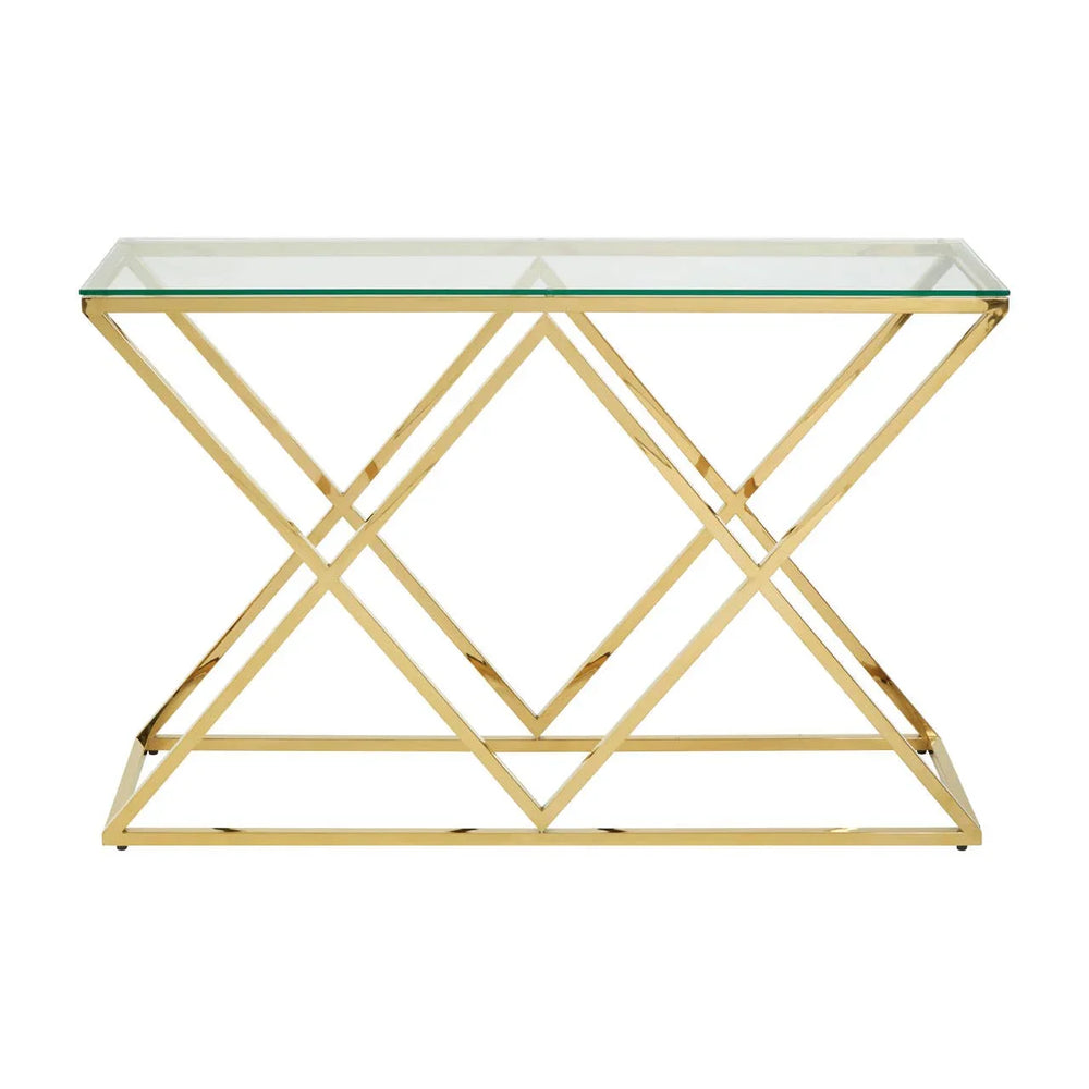 Golden Allure Glass Console Table