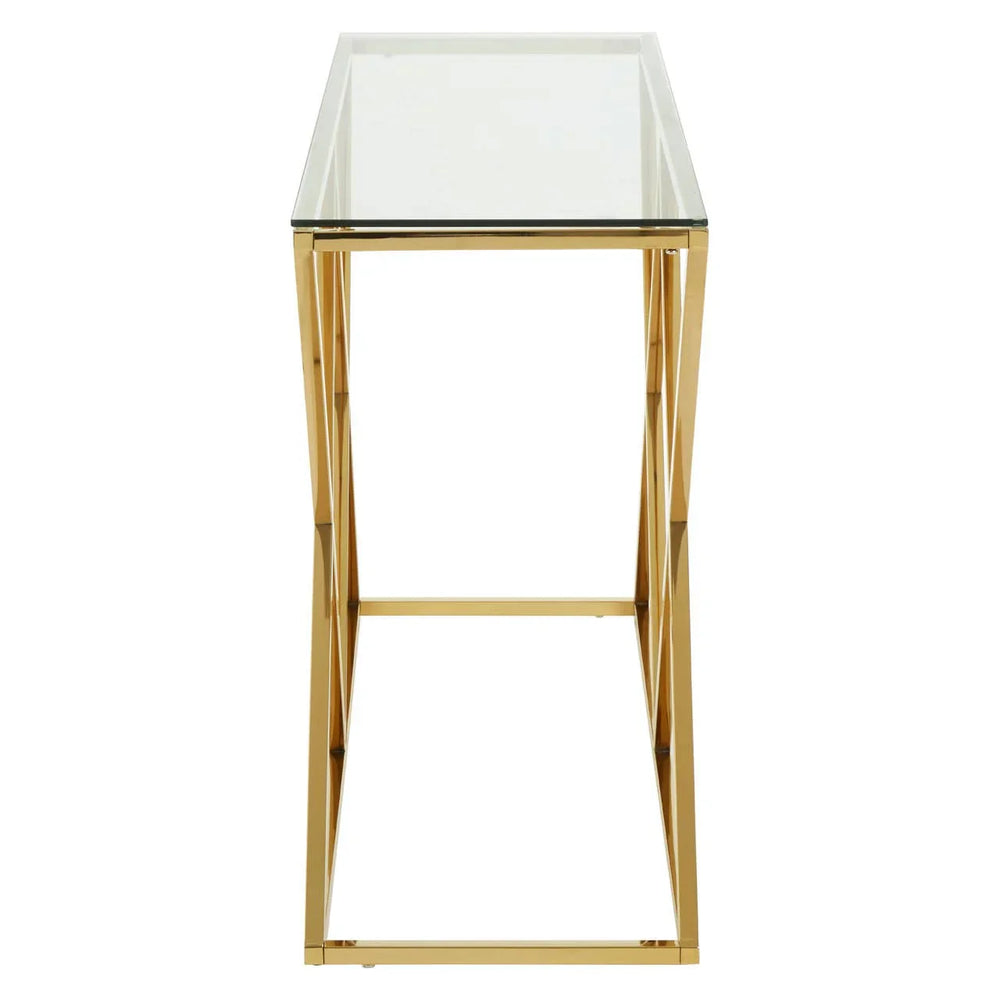 Golden Allure Glass Console Table