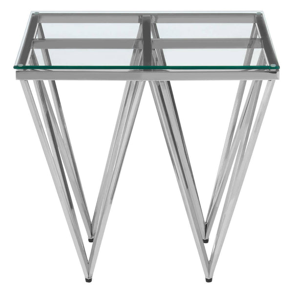 Prismatic Silver Glass End Table