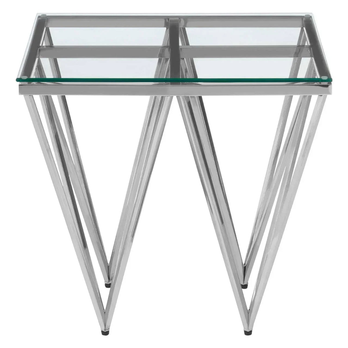 Prismatic Silver Glass End Table