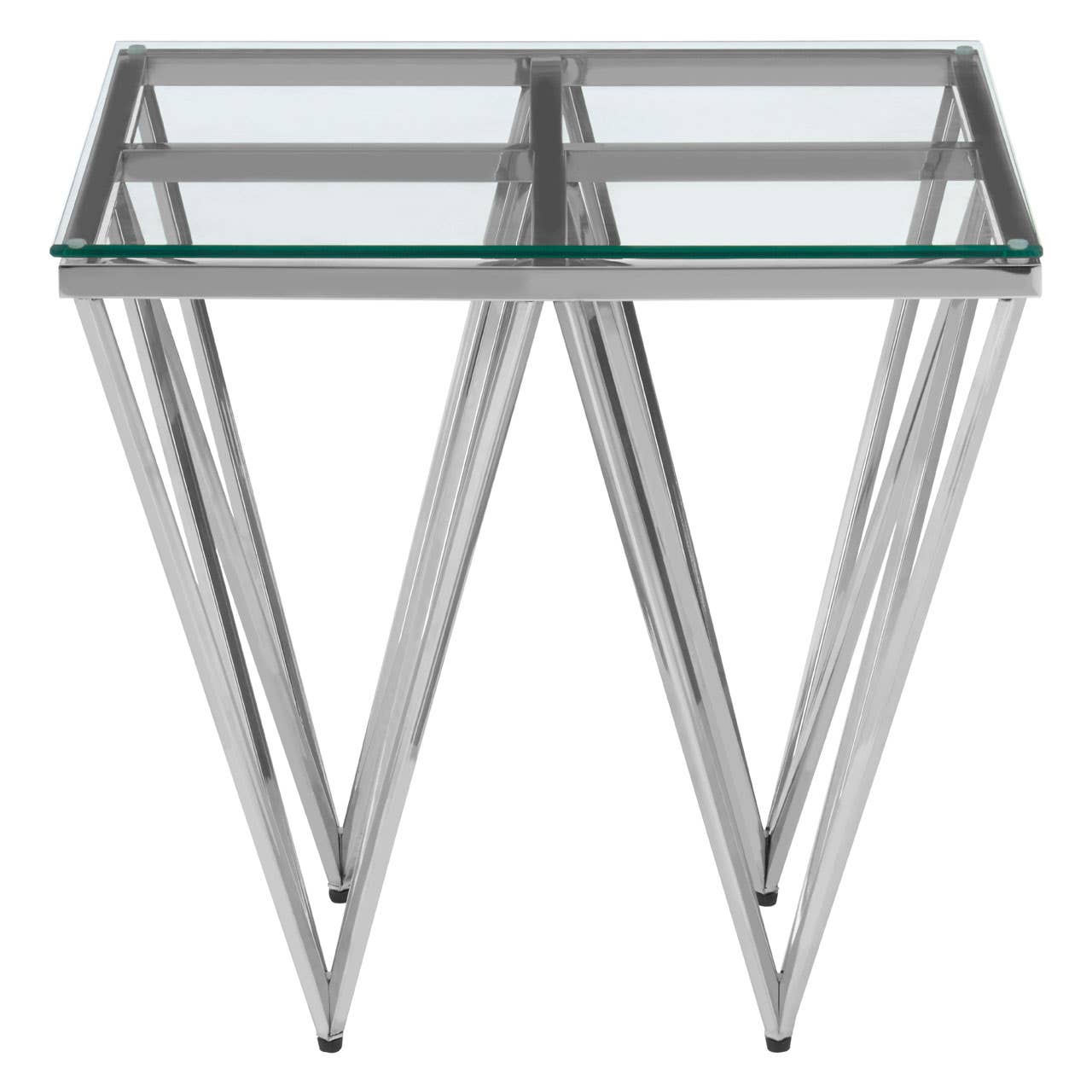 Prismatic Silver Glass End Table