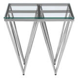 Prismatic Silver Glass End Table