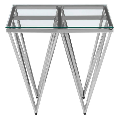 Prismatic Silver Glass End Table